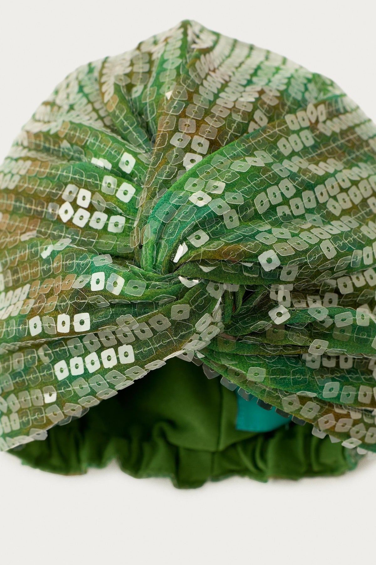 SEQUIN TWISTED TURBAN GREEN