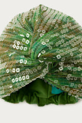 SEQUIN TWISTED TURBAN GREEN