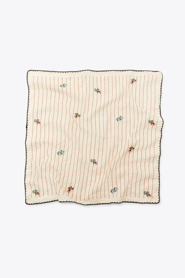EMBROIDERED FLOWERS STRIPED SCARF