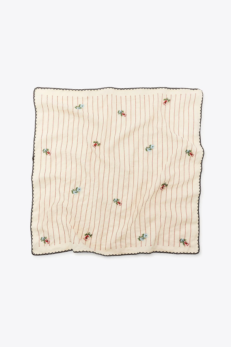 EMBROIDERED FLOWERS STRIPED SCARF
