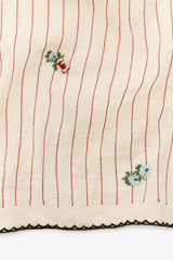 EMBROIDERED FLOWERS STRIPED SCARF