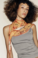 FLORAL BANDANA SCARF WITH LACE TRIM