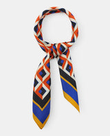 100% SILK GEOMETRIC PRINTED SCARF Orange