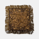 PRINTED SILK-BLEND FLORAL FRINGED SCARF BROWN