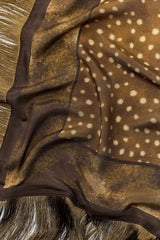PRINTED SILK-BLEND FLORAL FRINGED SCARF BROWN