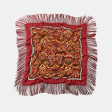 FLORAL PRINT SILK BLEND SCARF WITH FRINGE