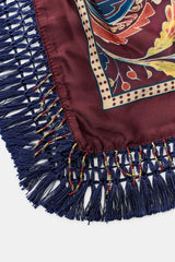 PRINTED FLORAL SCARF WITH BEADED FRINGE