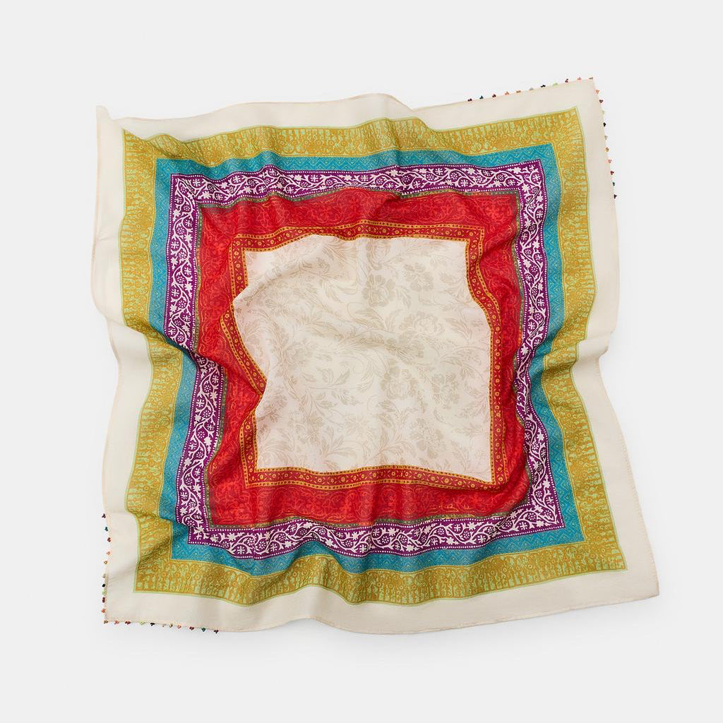 BEADED PRINTED BANDANA SCARF