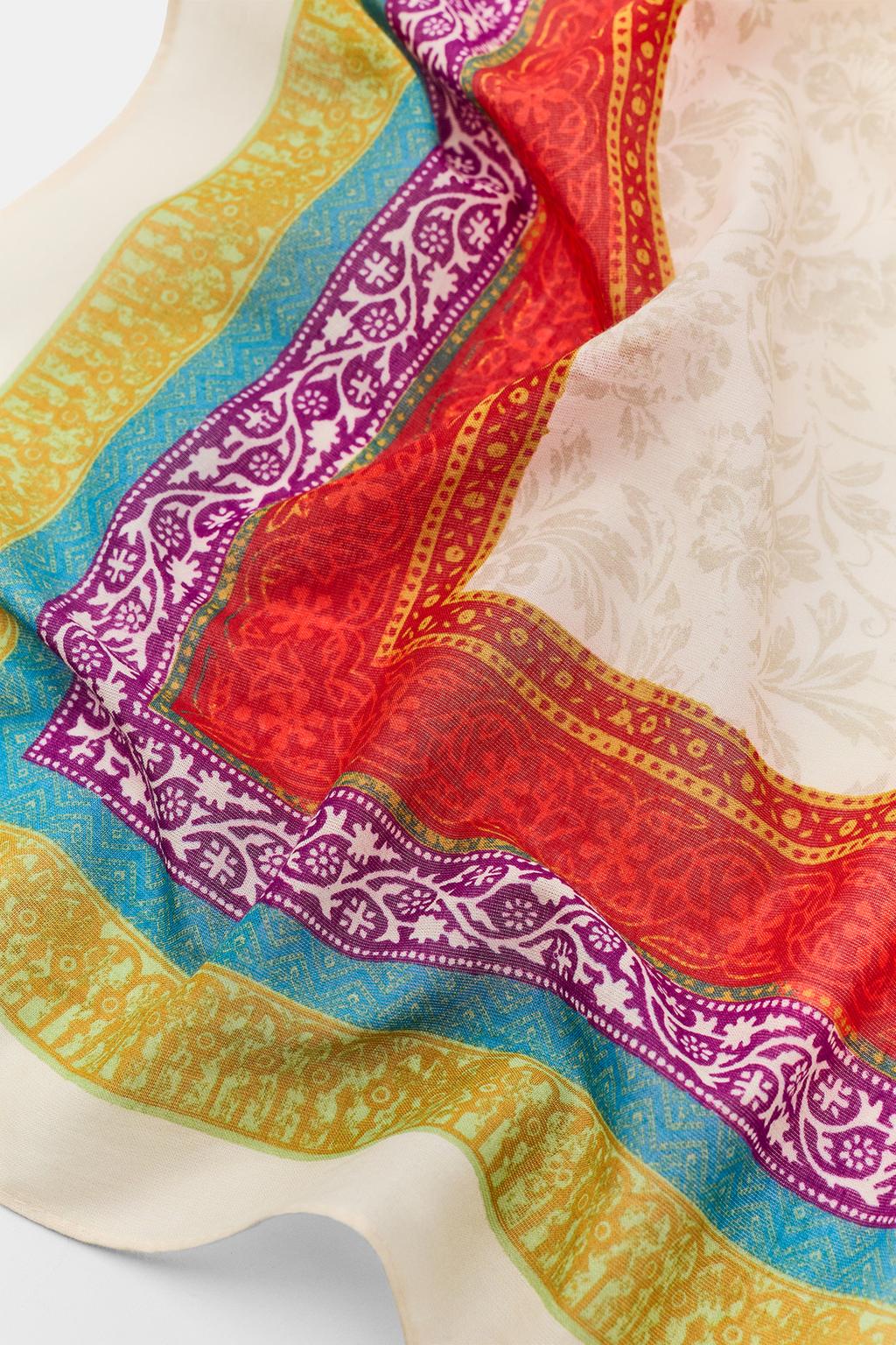BEADED PRINTED BANDANA SCARF