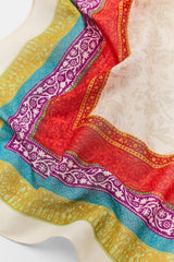 BEADED PRINTED BANDANA SCARF