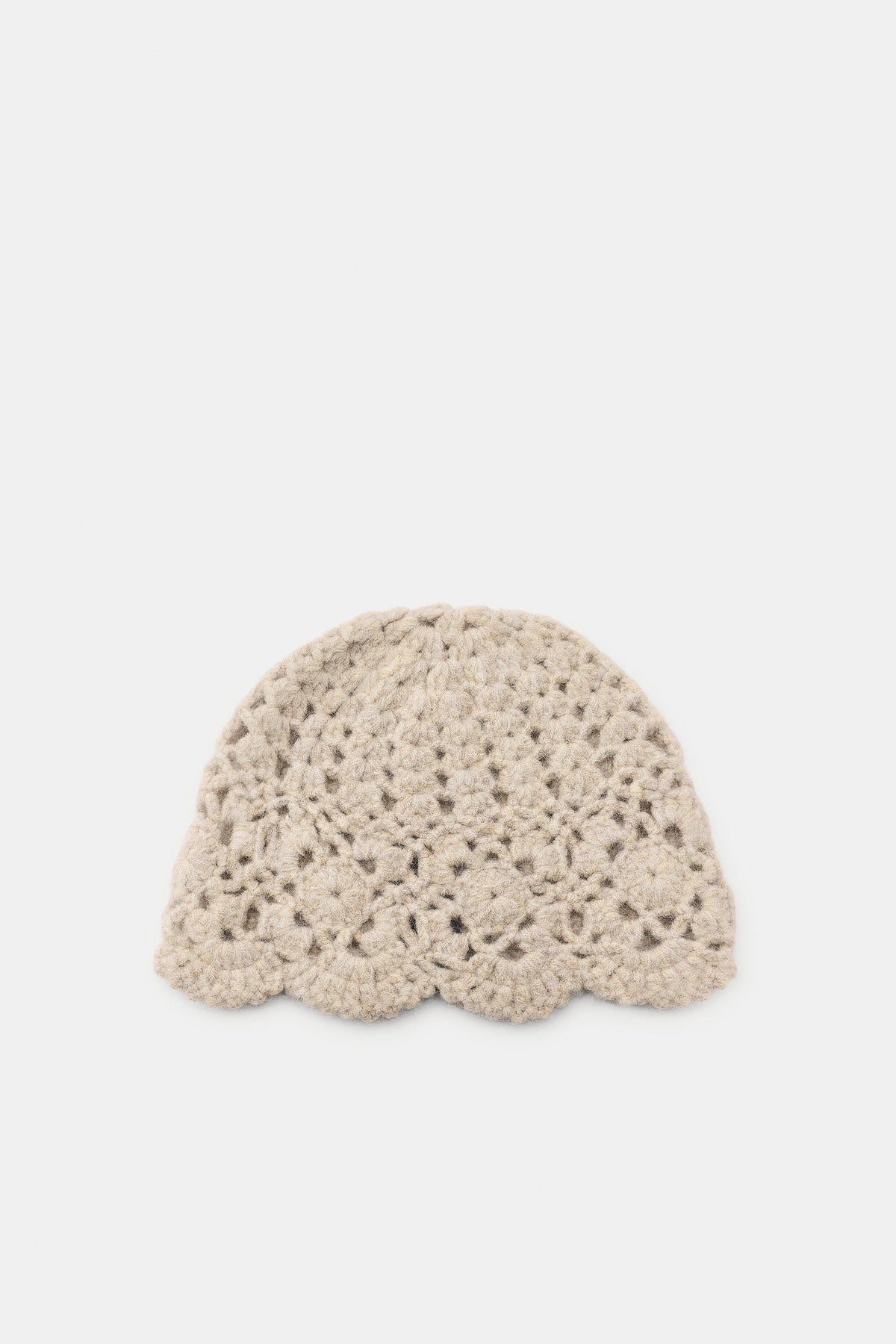 KNIT CROCHET SKULLCAP BEIGE