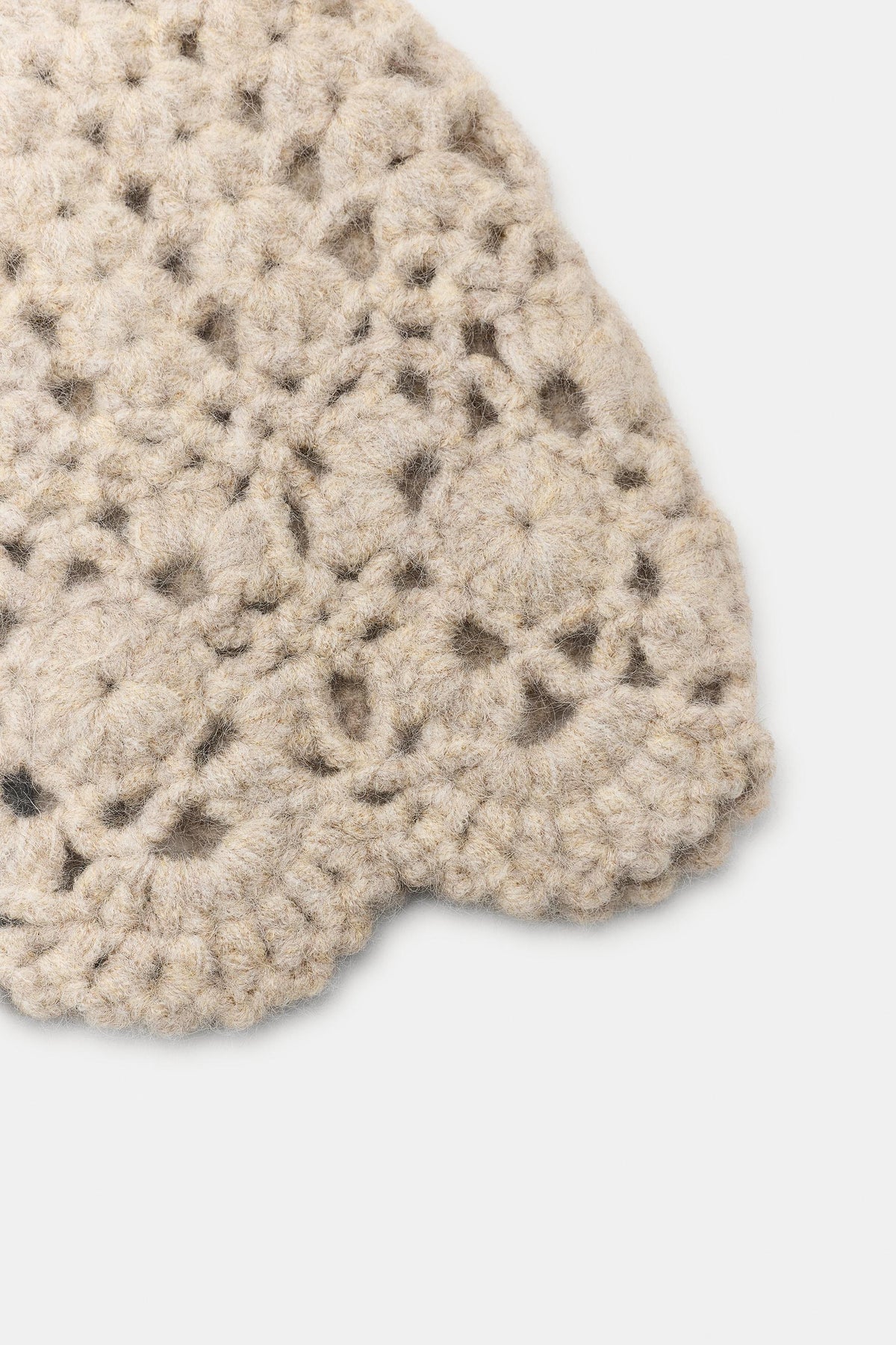 KNIT CROCHET SKULLCAP BEIGE