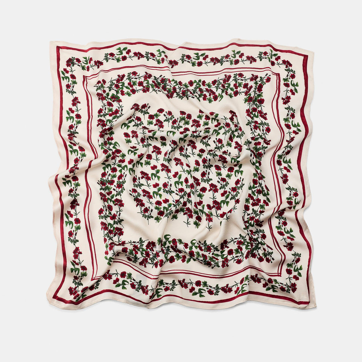 Decorative scarf with floral pattern on a white background
