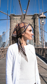 BEADED FRINGE PRINTED BANDANA