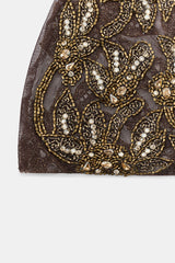 BEADED TULLE FASCINATOR SKULLCAP