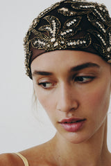 BEADED TULLE FASCINATOR SKULLCAP