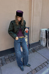 VELVET PILLBOX HAT EGGPLANT