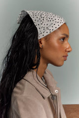 Dots Hair Scarf Ivory With Black Polka Dots