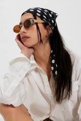 Dots Hair Scarf Blue And Ivory Polka Dot