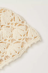 Crochet Knit Skull Cap Chocolate Ivory