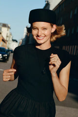 Wool Pillbox Hat Black