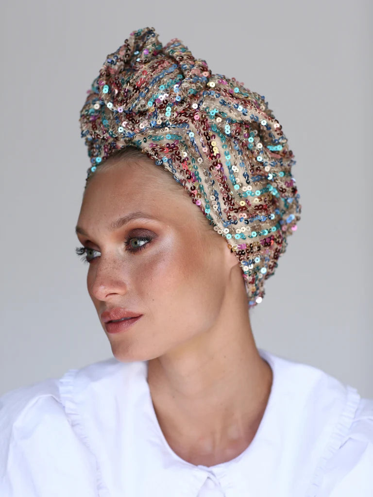 Light Zigzag Sequin Turban