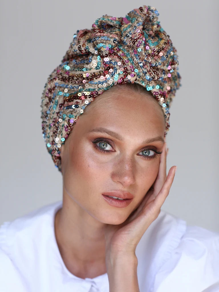 Light Zigzag Sequin Turban