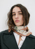 FLORAL SATIN SCARF GREEN TRIM