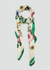 FLORAL SATIN SCARF GREEN TRIM