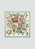 FLORAL SATIN SCARF GREEN TRIM