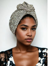 SEQUINED TWISTED TURBAN Silver