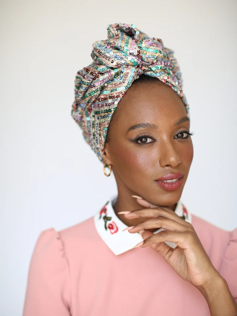 Light Zigzag Sequin Turban