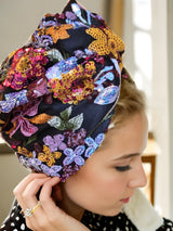 Black Embroidery Sequin Turban