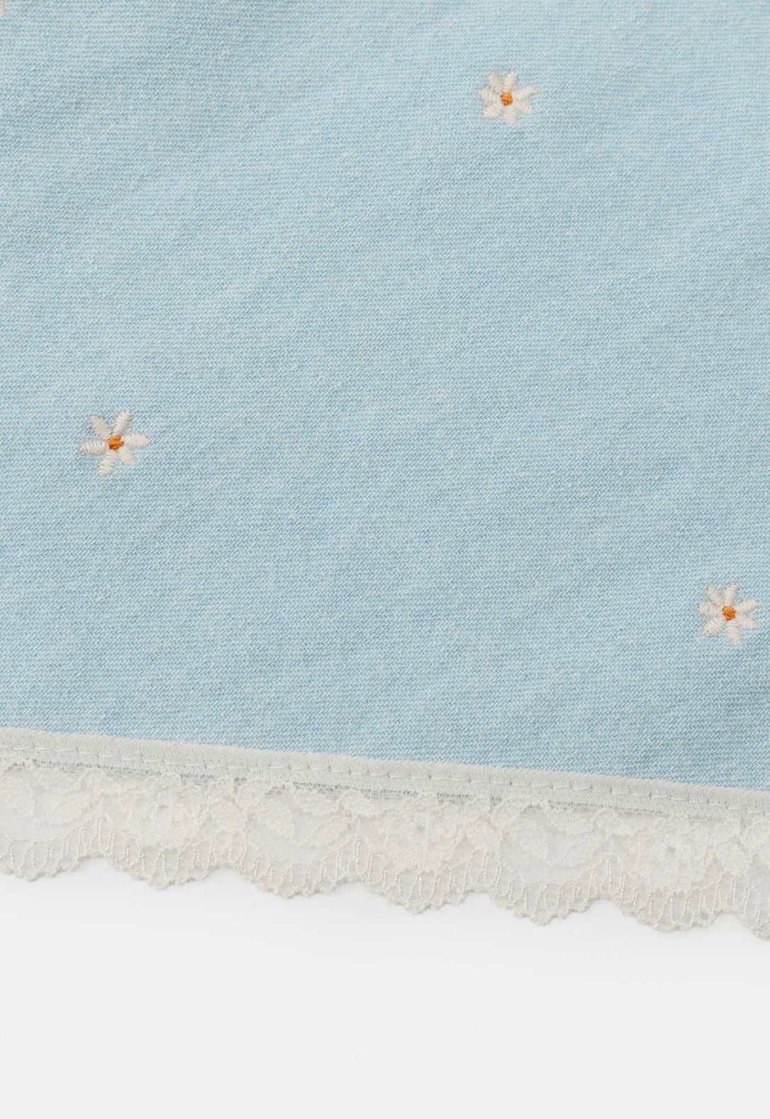 FLORAL EMBROIDERED BANDANA SCARF blue