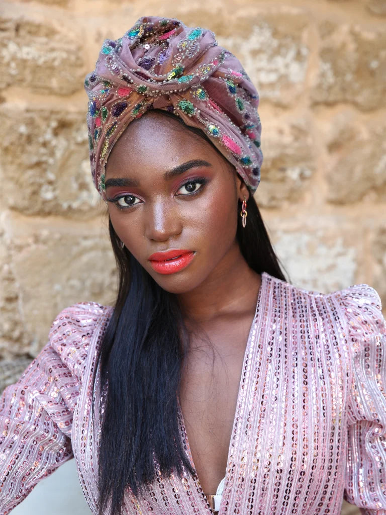 Ivory Drop Turban Pink