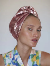 SEQUINED TWISTED TURBAN PINK