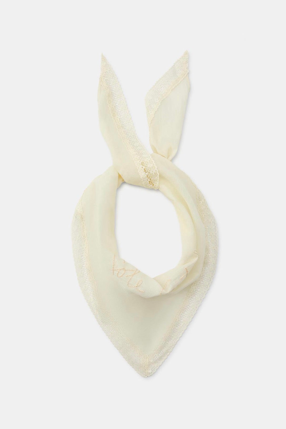 EMBROIDERED LACE BANDANA SCARF ecru