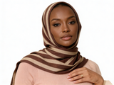 FLORAL EMBROIDERED STRIPED LINEN SCARF