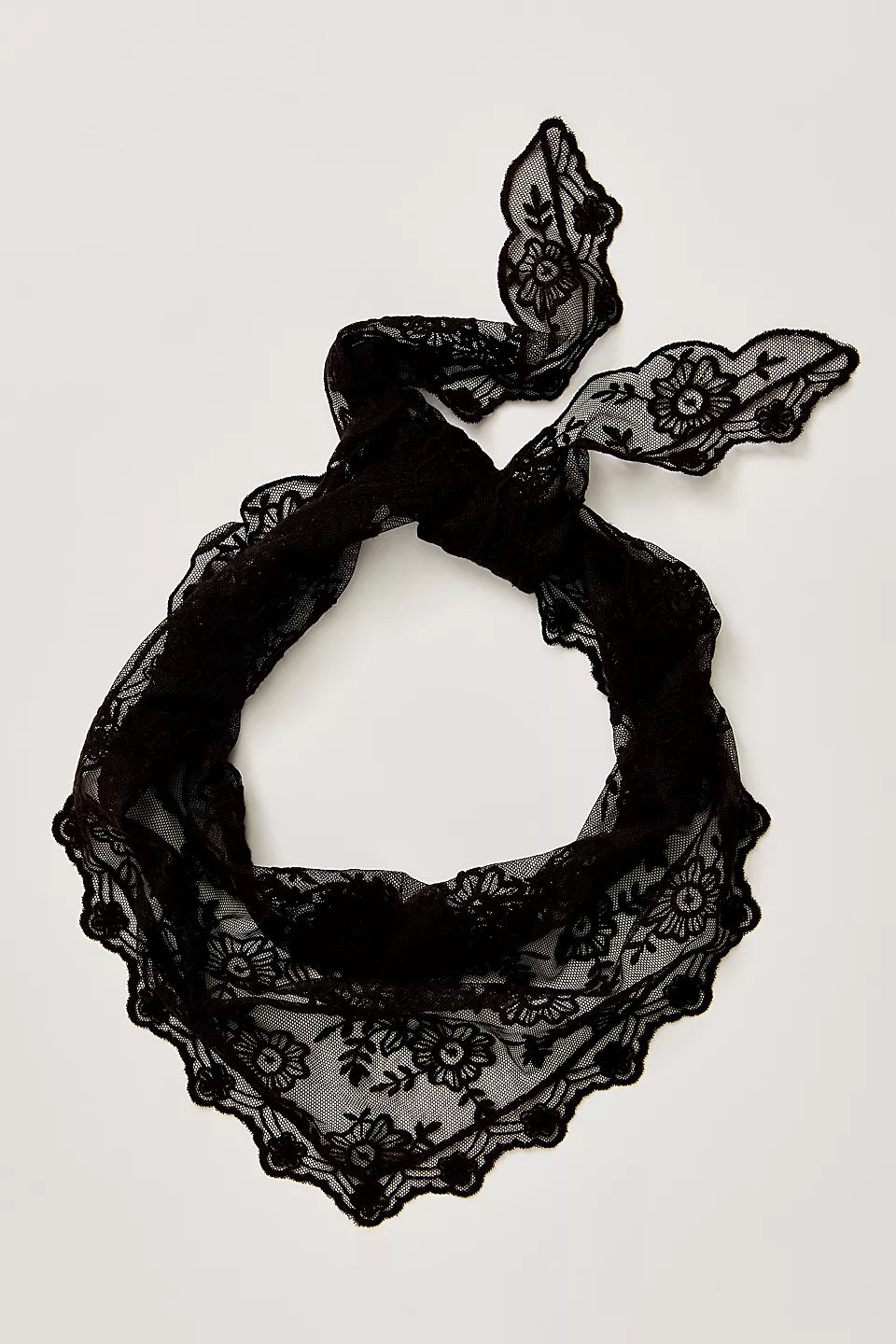 Lace Triangle Scarf Black
