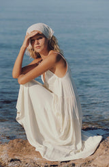 EMBROIDERED LACE BANDANA SCARF ecru