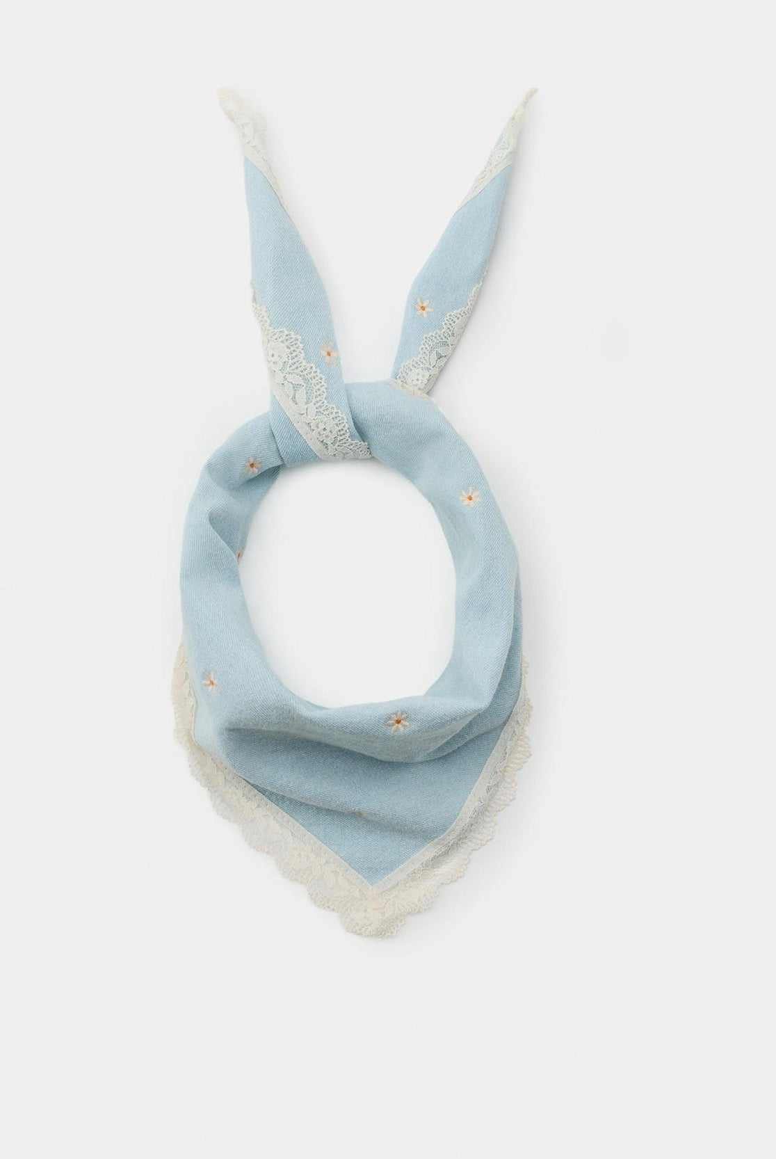 FLORAL EMBROIDERED BANDANA SCARF blue