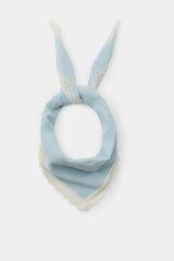 FLORAL EMBROIDERED BANDANA SCARF blue