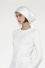 Satin Babushka Bonnet Oyster White