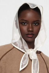 Organza Babushka Bonnet Oyster White