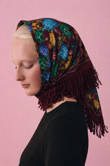 PRINTED SCARF WITH SILK & FRINGE