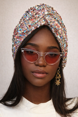 SEQUINED TWISTED PASTEL TURBAN