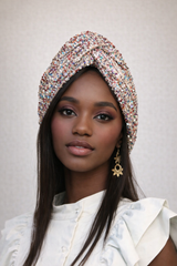 SEQUINED TWISTED PASTEL TURBAN
