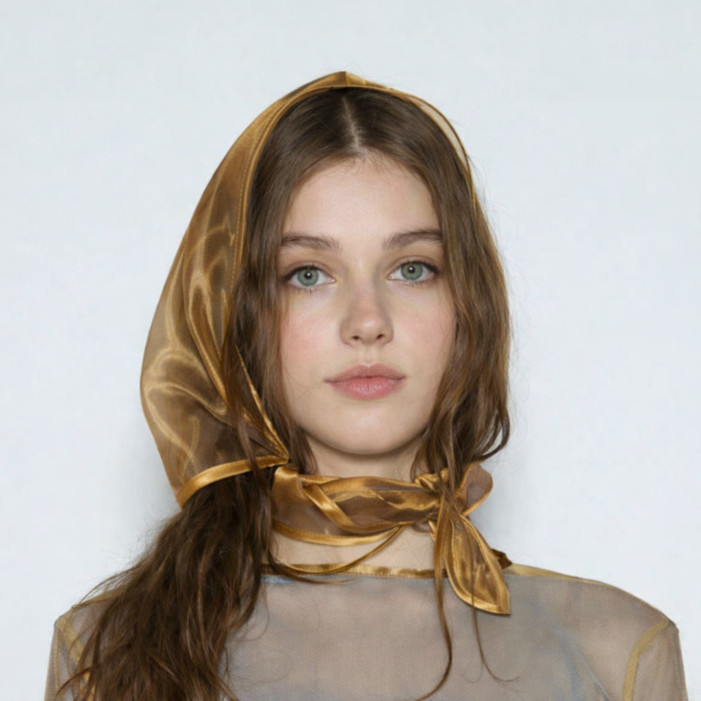 Organza Babushka Bonnet Caramel