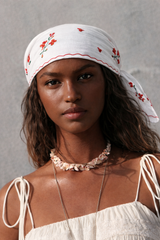 Scalloped  Floral Cotton Bandana