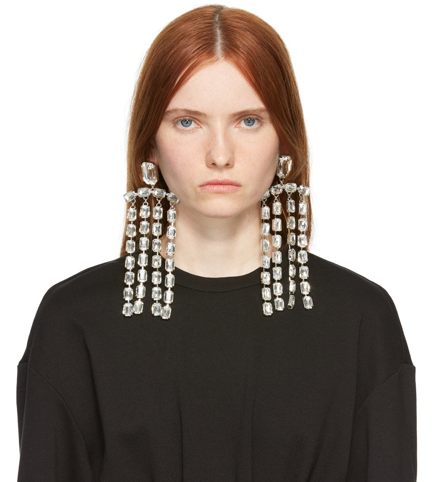 Crystal Baguette Fringe Earrings
